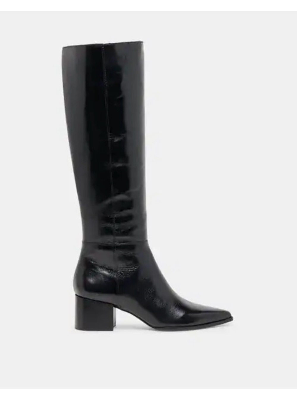 Dolce Vita Black Patent Over-the-Knee Pointed Block Heel Boots